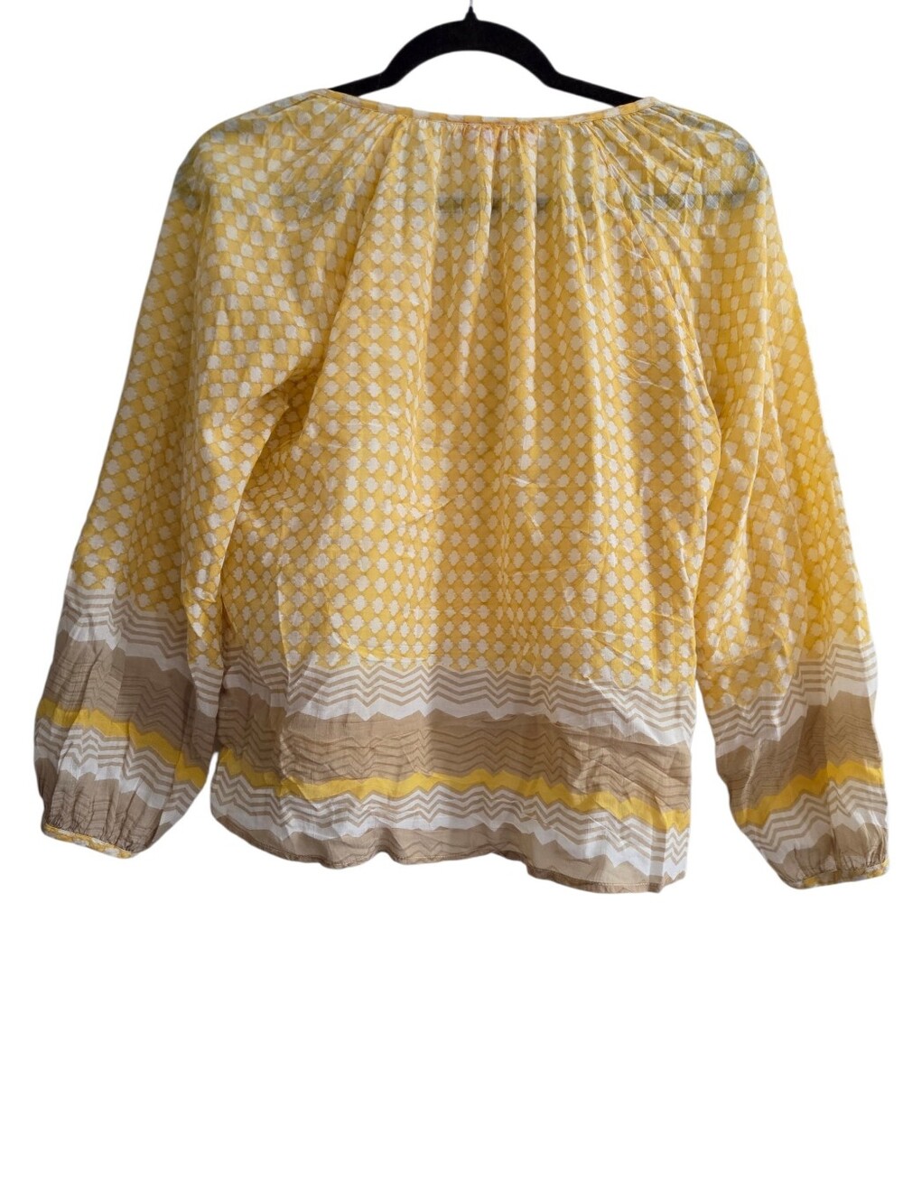Derhy Beaded Bohemian V-Neck Blouse | Ivory & Mustard - Picture 8 of 9